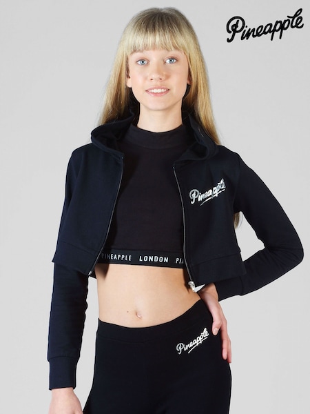 Pineapple Black Crop Diamanté Zip Hoodie (316484) | £25