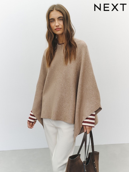 Oatmeal - Knitted Cape Cover-up