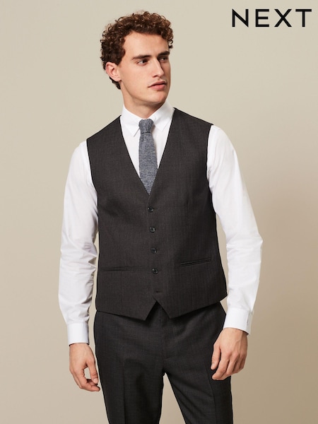 Brown Textured Wool Suit: Waistcoat (317516) | £55