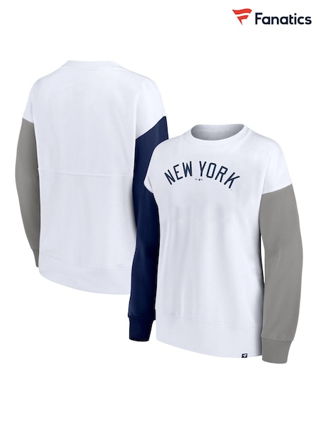 Fanatics New York Yankees Fundamentals Fleece White Crew Top Womens (318763) | £45
