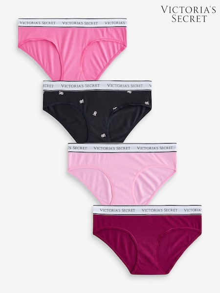 Pink/Black/Purple - Victoria's Secret Logo 4 Pack Knickers