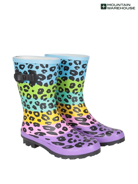 Blue - Mountain Warehouse Mid Height Womens Printed Rubber Waterproof Wellies