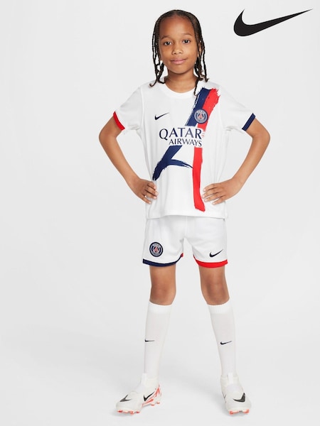Nike White PSG 2024/2025 Kids Away Stadium 3 Piece Kit (321194) | £60