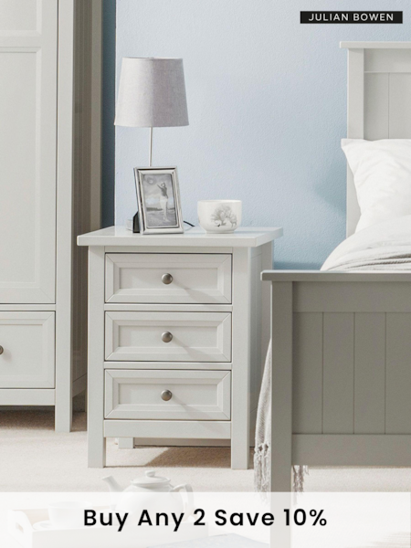 Julian Bowen Dove Grey Maine 3 Drawer Bedside Table (321354) | £195