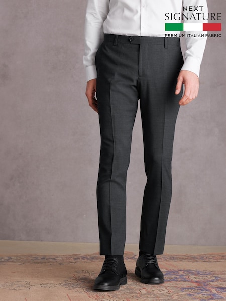 Charcoal Grey Slim Fit Signature Tollegno Suit Trousers (322362) | £69