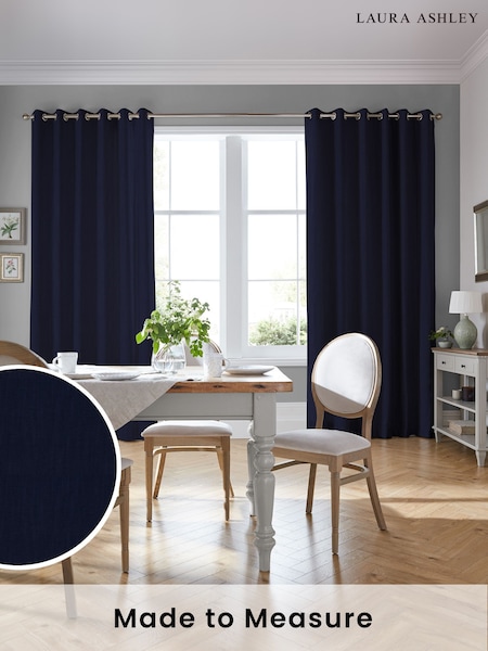 Laura Ashley Blue Swanson Made to Measure Curtains (322990) | £100