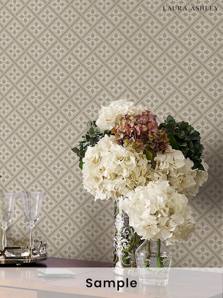Laura Ashley Dove Grey Mr Jones A4 Wallpaper Sample (323027) | £1