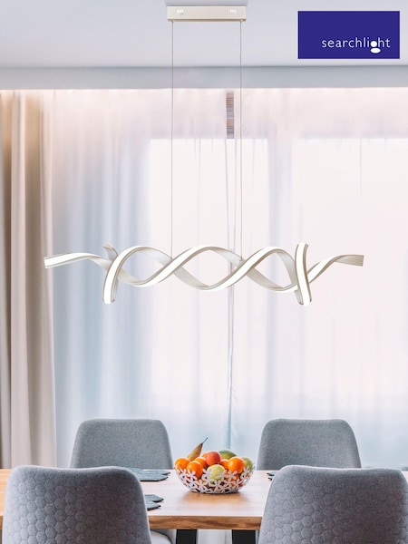Searchlight Silver Burdock Satin Opal LED Pendant Ceiling Light (323410) | £338