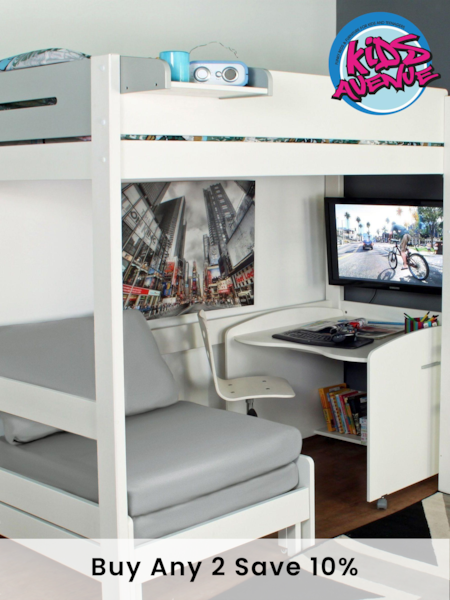 Kids Avenue White Urban Grey High Sleeper (323780) | £750