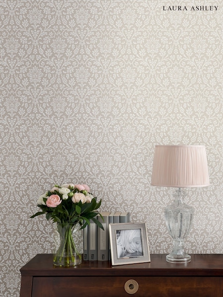Laura Ashley Dove Grey Annecy A4 Wallpaper Sample (324005) | £1