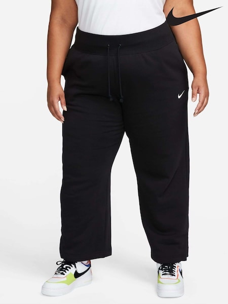 Nike Black Curve Sportswear Phoenix Fleece High Waisted 100% Cotton Wide Leg Joggers (324176) | £55