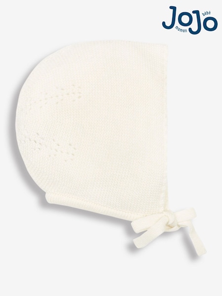 JoJo Maman Bébé Cream Knitted Baby Bonnet (324460) | £5