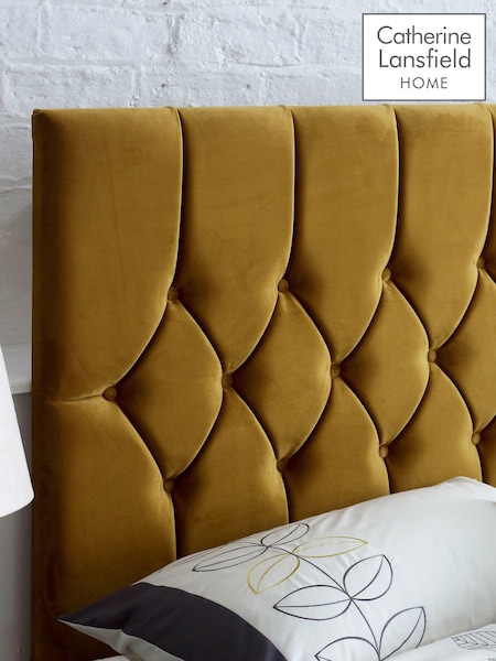 Catherine Lansfield Ochre Yellow Boutique Velvet Headboard (324591) | £178 - £261