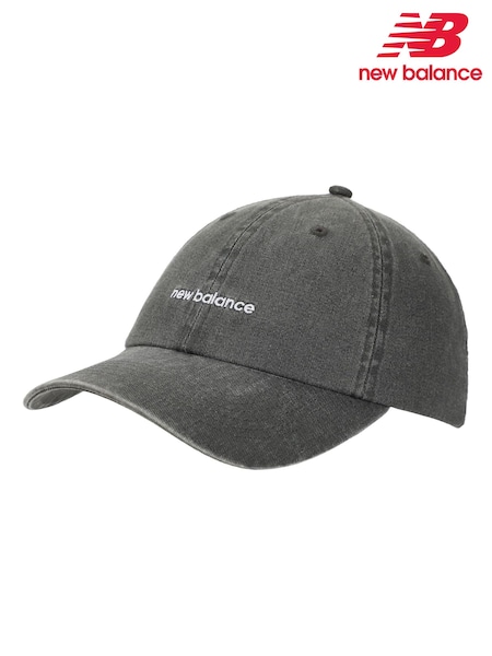 Black - New Balance 6 Panel Linear Logo Hat