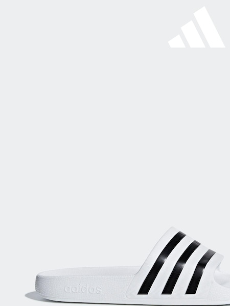 adidas White Sportswear Adilette Aqua Slides (325166) | £20