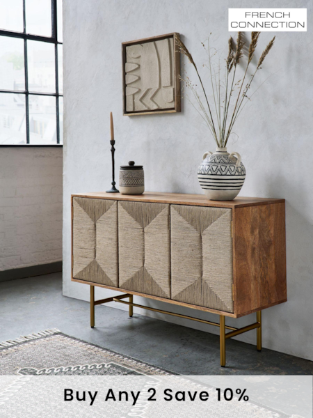 French Connection Mango Wood and Woven Co-ord Tatami Sideboard (326388) | £509