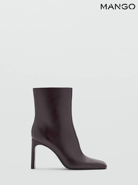 Red - Mango Square Toe Ankle Boots