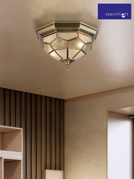 Searchlight Brass Robin Antique Brass Flush Ceiling Light (326753) | £54