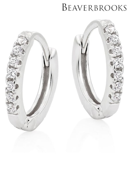 Beaverbrooks Sterling Silver Cubic Zirconia Huggie Hoop Earrings (326927) | £29