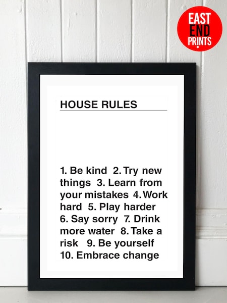 Black House Rules by Native State Black Framed Print (327071) | £50 - £130