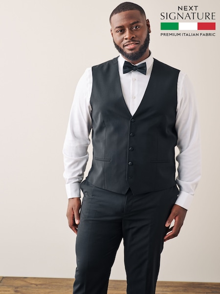 Black Signature Tollegno Wool Regular Fit Suit Waistcoat (327463) | £60