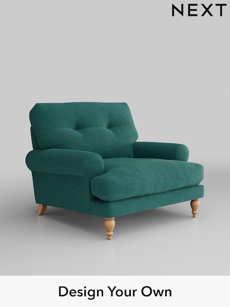 Fine Chenille Easy Clean/Dark Juniper Green Erin Buttoned Back Deep Sit (327951) | £875