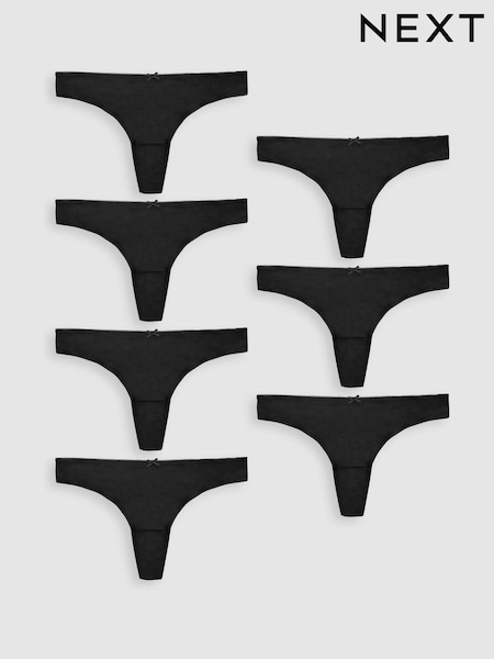 Black Thong Microfibre Knickers 7 Pack (327966) | £16