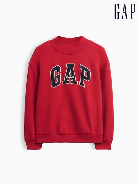 Red - Gap Vintage Soft Oversized Mock Neck Logo Sweatshirt (4-13yrs)