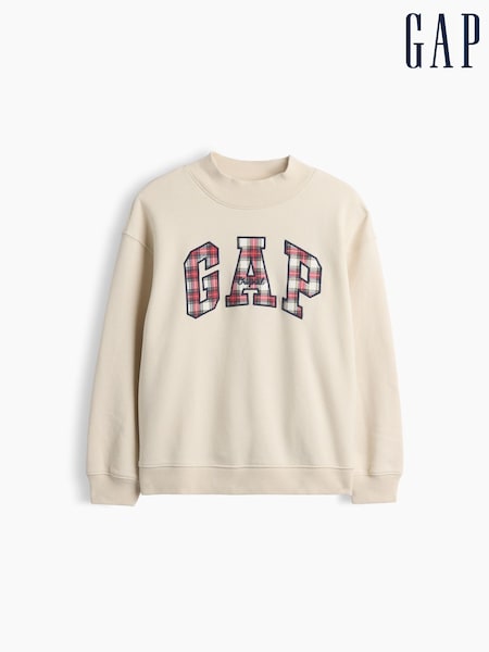Cream & Check - Gap Vintage Soft Oversized Mock Neck Logo Sweatshirt (4-13yrs)