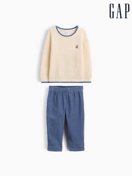 Cream & Blue - Gap Jumper And Corduroy Trousers Outfit Set (0-24mths)