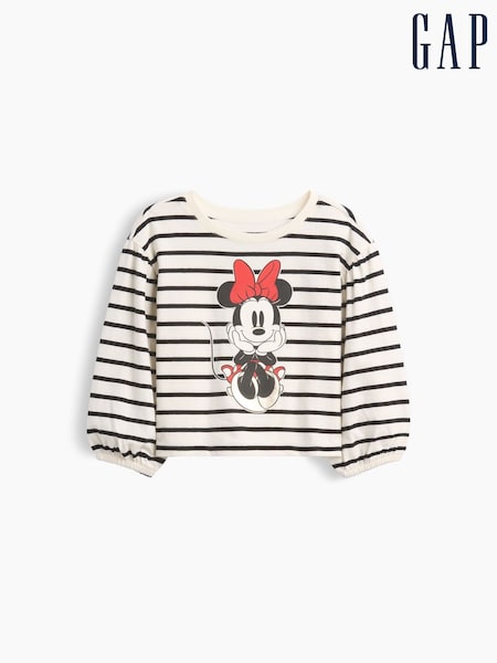 White Minnie Mouse - Gap Disney Stripe Long Sleeve T-shirt (6mths-5yrs)