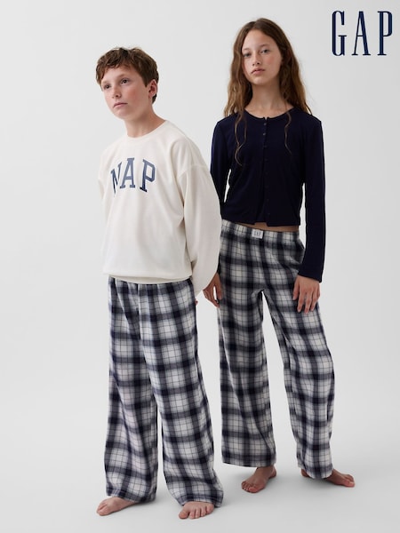 Navy & White Check - Gap Flannel Pyjama Bottoms (6-13yrs)