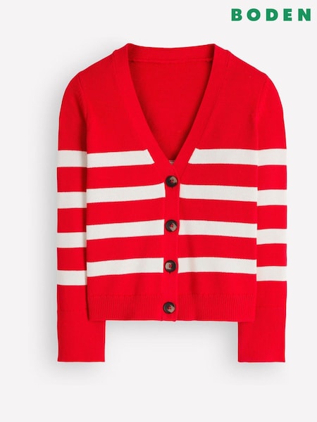 Red Stripe - Boden Lucy Relaxed Cotton Cardigan