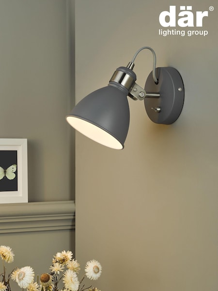 Dar Lighting Grey Frederick Single Spotlight (329594) | £39