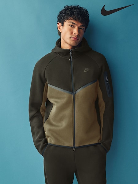 Nike Khaki Tech Fleece Zip-Up Hoodie (329674) | £110
