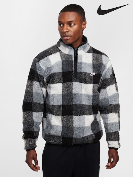 Nike Black/White Club Winterized Sherpa Quarter Zip Fleece Top (329830) | £75