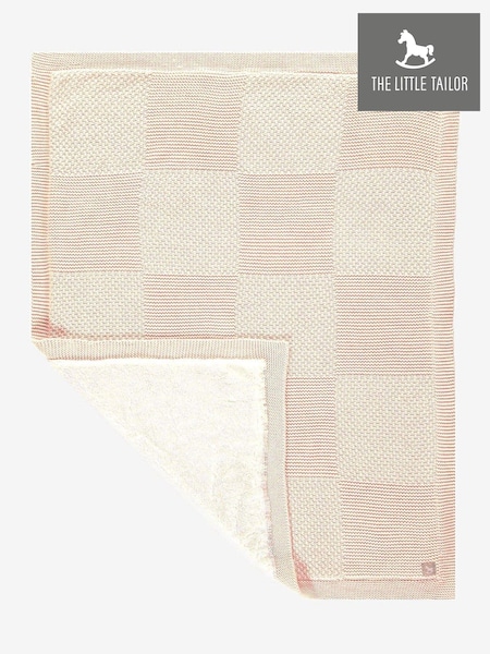The Little Tailor Pink 100% Cotton Plush Knitted Blanket (330482) | £45