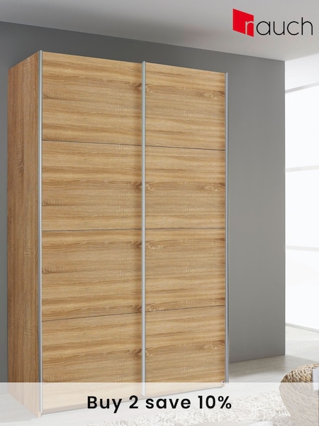 Rauch Oak Cameron 1.3m Sliding Wood Semi Fitted Wardrobe (331217) | £540