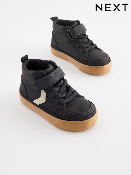 Black Standard Fit (F) Elastic Lace Touch Fastening Chevron Boots (331628) | £18 - £22