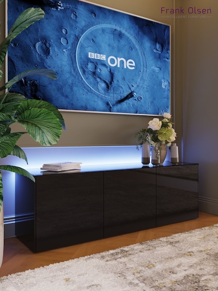Frank Olsen Black Smart LED Large TV Stand (332064) | £460