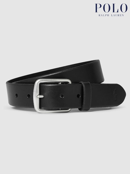 Polo Ralph Lauren Black Saddle Leather Logo Belt (332410) | £60
