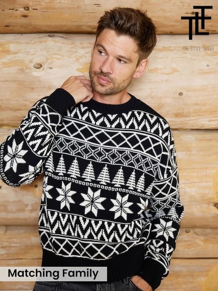 Black - Regular The Little Tailor Cotton Winter Fairisle Christmas Jumper