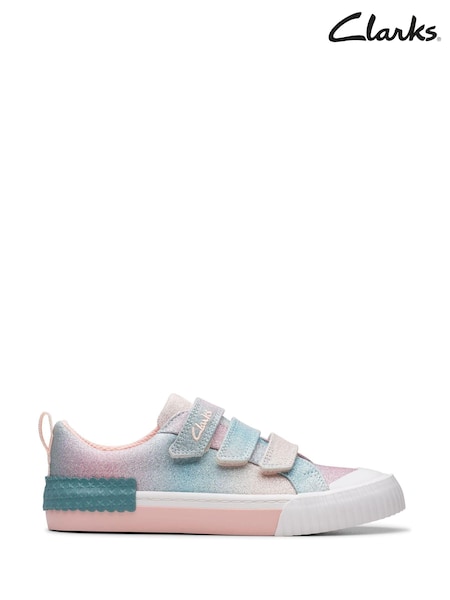 Clarks Pink Standard Fit (F) Pastel Foxing Brill Kids Canvas Shoes (332945) | £30 - £34