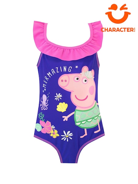 Character Blue Peppa Pig Frill Detail Swimsuit (333095) | £17