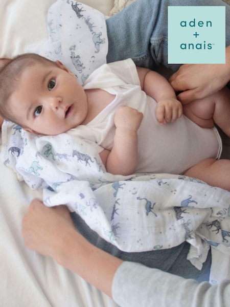 aden + anais Blue Kids Large 100% Cotton Muslin Rising Star Blanket (333616) | £17