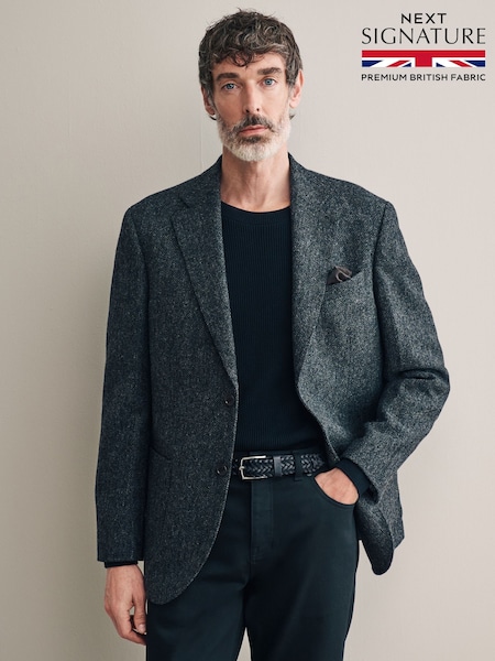 Charcoal Grey Signature Moons British Wool Textured Blazer (333778) | £179