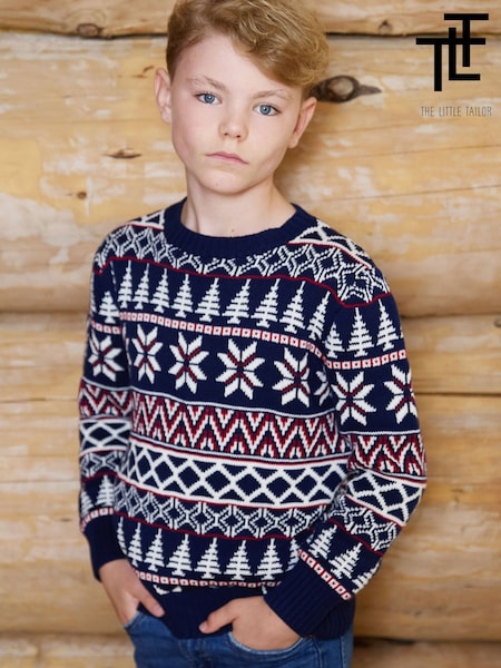 Blue - The Little Tailor Cotton Winter Fairisle Christmas Jumper