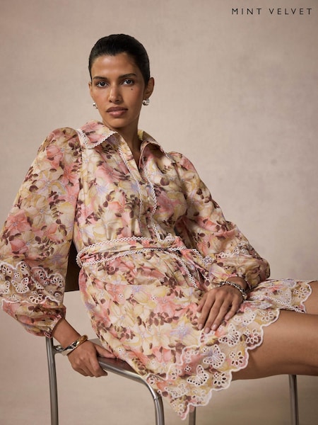 Pink - Mint Velvet Floral Print Mini Dress