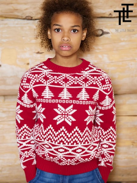 Red - The Little Tailor Cotton Winter Fairisle Christmas Jumper