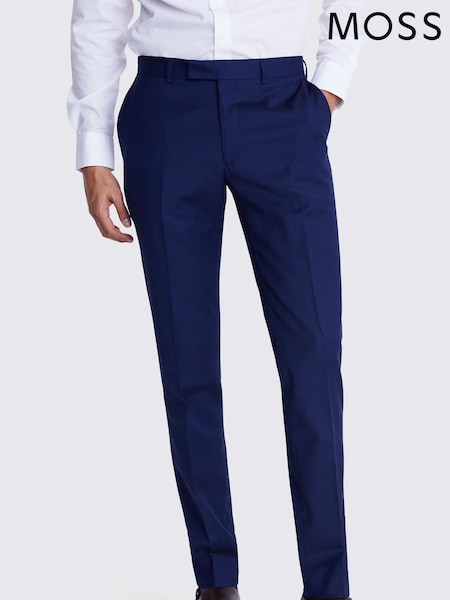 MOSS Navy Blue Tailored Fit Twill Suit Trousers (334558) | £90